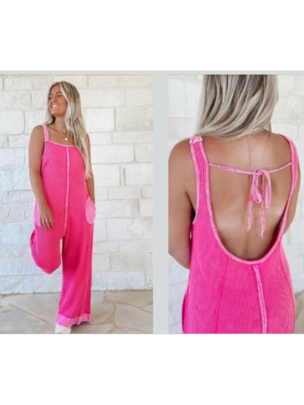 Free People FP One Callie Jordan Overall One Piece Jumpsuit in Hot Pink